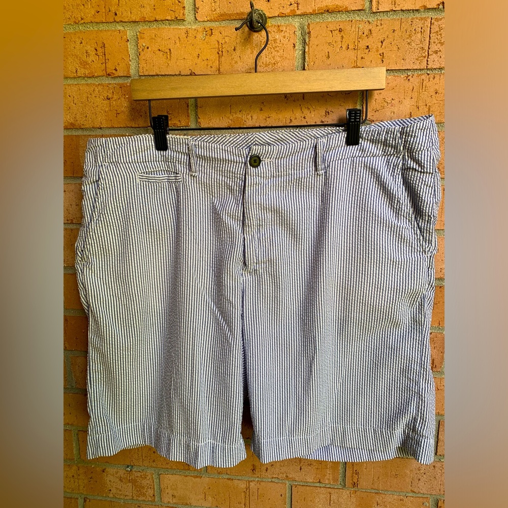 Billy Reid White & Blue Seersucker Shorts Size 36